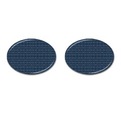 Blue Diamonds Motif Fancy Pattern Design Cufflinks (oval) by dflcprintsclothing