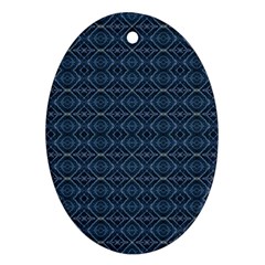 Blue Diamonds Motif Fancy Pattern Design Oval Ornament (two Sides) by dflcprintsclothing