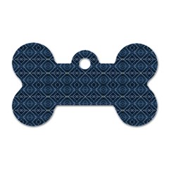 Blue Diamonds Motif Fancy Pattern Design Dog Tag Bone (one Side) by dflcprintsclothing