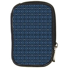 Blue Diamonds Motif Fancy Pattern Design Compact Camera Leather Case