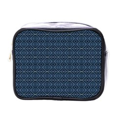 Blue Diamonds Motif Fancy Pattern Design Mini Toiletries Bag (one Side) by dflcprintsclothing