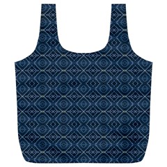 Blue Diamonds Motif Fancy Pattern Design Full Print Recycle Bag (xl)