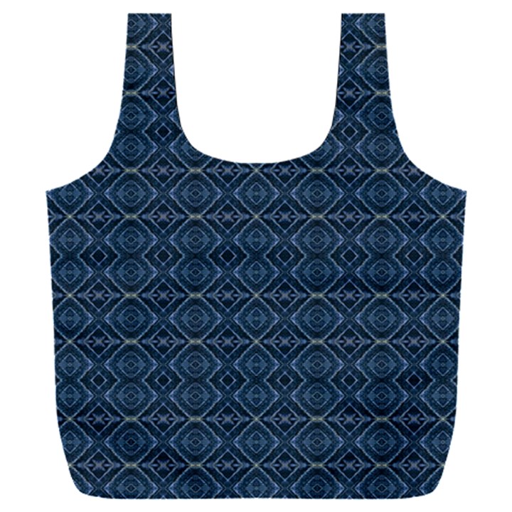 Blue Diamonds Motif Fancy Pattern Design Full Print Recycle Bag (XXXL)