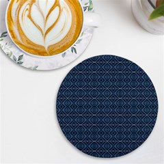 Blue Diamonds Motif Fancy Pattern Design Uv Print Round Tile Coaster by dflcprintsclothing