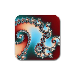 Fractal Spiral Art Math Abstract Rubber Square Coaster (4 Pack) by Ravend