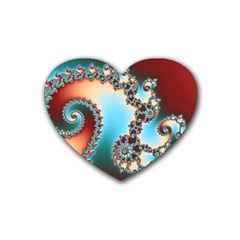 Fractal Spiral Art Math Abstract Rubber Coaster (heart) by Ravend