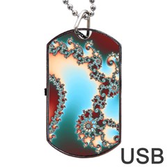 Fractal Spiral Art Math Abstract Dog Tag Usb Flash (two Sides) by Ravend