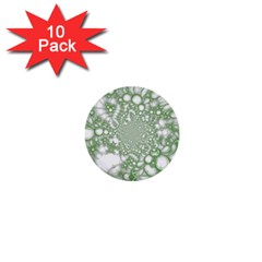 Green Abstract Fractal Background Texture 1  Mini Buttons (10 Pack)  by Ravend