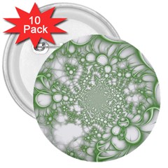 Green Abstract Fractal Background Texture 3  Buttons (10 Pack)  by Ravend