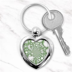 Green Abstract Fractal Background Texture Key Chain (heart) by Ravend