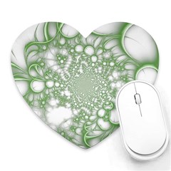 Green Abstract Fractal Background Texture Heart Mousepad by Ravend