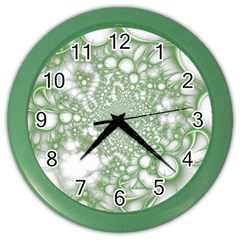 Green Abstract Fractal Background Texture Color Wall Clock by Ravend