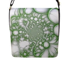 Green Abstract Fractal Background Texture Flap Closure Messenger Bag (l) by Ravend