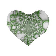 Green Abstract Fractal Background Texture Standard 16  Premium Flano Heart Shape Cushions