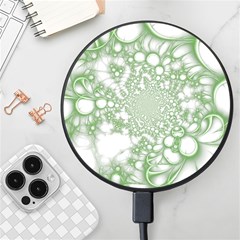 Green Abstract Fractal Background Texture Wireless Fast Charger(black) by Ravend