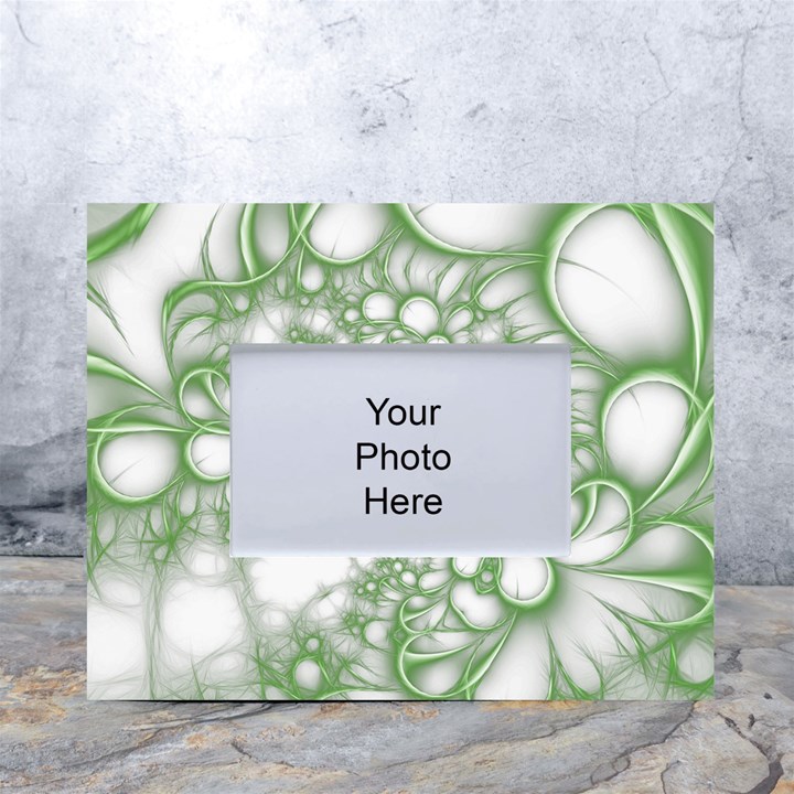 Green Abstract Fractal Background Texture White Tabletop Photo Frame 4 x6 