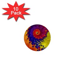 Fractal Spiral Bright Colors 1  Mini Buttons (10 Pack)  by Ravend