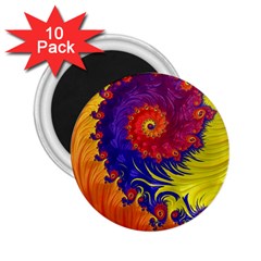 Fractal Spiral Bright Colors 2 25  Magnets (10 Pack)  by Ravend