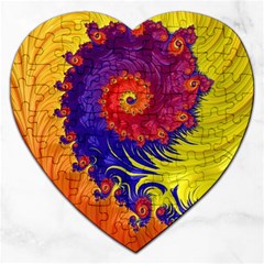 Fractal Spiral Bright Colors Jigsaw Puzzle (heart) by Ravend