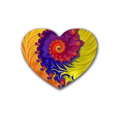 Fractal Spiral Bright Colors Rubber Heart Coaster (4 Pack) by Ravend