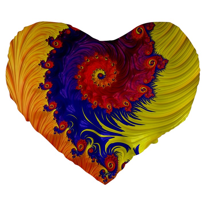 Fractal Spiral Bright Colors Large 19  Premium Heart Shape Cushions