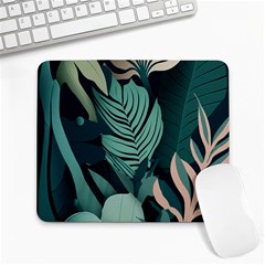 Green Nature Bohemian Painting Leaves Foliage Large Mousepad by Ravend