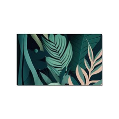 Green Nature Bohemian Painting Leaves Foliage Sticker Rectangular (100 Pack)