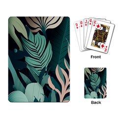 Green Nature Bohemian Painting Leaves Foliage Playing Cards Single Design (rectangle) by Ravend