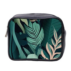 Green Nature Bohemian Painting Leaves Foliage Mini Toiletries Bag (two Sides) by Ravend