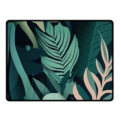 Green Nature Bohemian Painting Leaves Foliage One Side Fleece Blanket (small) by Ravend