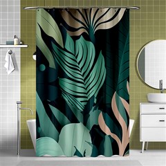 Green Nature Bohemian Painting Leaves Foliage Shower Curtain 48  X 72  (small)  by Ravend