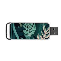 Green Nature Bohemian Painting Leaves Foliage Portable Usb Flash (one Side) by Ravend