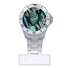 Green Nature Bohemian Painting Leaves Foliage Plastic Nurses Watch by Ravend