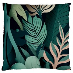 Green Nature Bohemian Painting Leaves Foliage Standard Premium Plush Fleece Cushion Case (two Sides) by Ravend