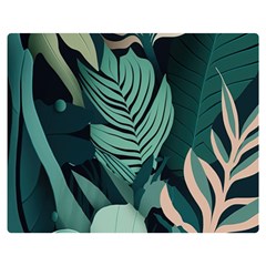 Green Nature Bohemian Painting Leaves Foliage Premium Plush Fleece Blanket (medium)