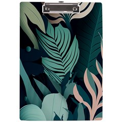 Green Nature Bohemian Painting Leaves Foliage A4 Acrylic Clipboard by Ravend