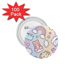 Pusheen Carebears Bears Cat Colorful Cute Pastel Pattern 1 75  Buttons (100 Pack)  by Sapixe