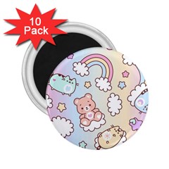 Pusheen Carebears Bears Cat Colorful Cute Pastel Pattern 2.25  Magnets (10 pack) 