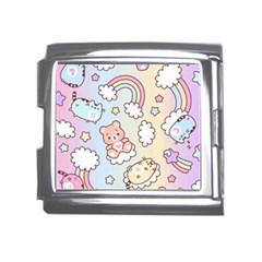 Pusheen Carebears Bears Cat Colorful Cute Pastel Pattern Mega Link Italian Charm (18mm)