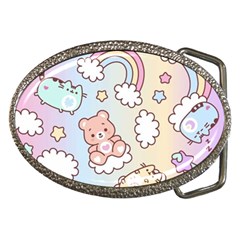 Pusheen Carebears Bears Cat Colorful Cute Pastel Pattern Belt Buckles by Sapixe