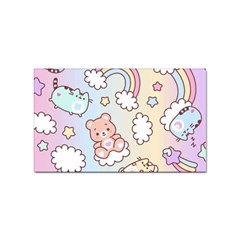 Pusheen Carebears Bears Cat Colorful Cute Pastel Pattern Sticker Rectangular (10 pack)