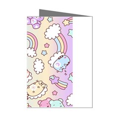 Pusheen Carebears Bears Cat Colorful Cute Pastel Pattern Mini Greeting Cards (pkg Of 8) by Sapixe