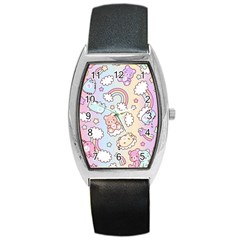 Pusheen Carebears Bears Cat Colorful Cute Pastel Pattern Barrel Style Metal Watch by Sapixe