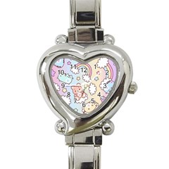 Pusheen Carebears Bears Cat Colorful Cute Pastel Pattern Heart Italian Charm Watch by Sapixe