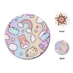 Pusheen Carebears Bears Cat Colorful Cute Pastel Pattern Playing Cards Single Design (Round) Front