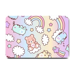 Pusheen Carebears Bears Cat Colorful Cute Pastel Pattern Small Doormat