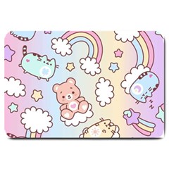 Pusheen Carebears Bears Cat Colorful Cute Pastel Pattern Large Doormat