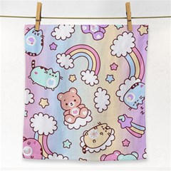 Pusheen Carebears Bears Cat Colorful Cute Pastel Pattern Face Towel