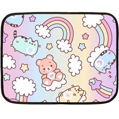 Pusheen Carebears Bears Cat Colorful Cute Pastel Pattern One Side Fleece Blanket (Mini)