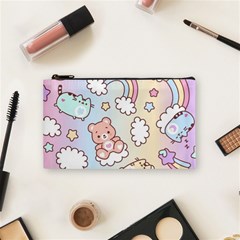 Pusheen Carebears Bears Cat Colorful Cute Pastel Pattern Cosmetic Bag (Small)